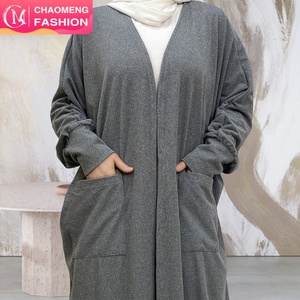 1997#B Fall Winter Warm Coat <b>Thick</b> Polyester Muslim Women Batwing Sleeves With Front Pockets New Kaftan Ladies <b>Cardigan</b> Abaya - Product Image 1