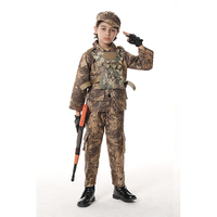 Déguisement de Carnaval Enfant Soldat Uniforme Militaire Armée pour Garçons Ensemble 4 Pièces Tenues de Jeu de Rôle