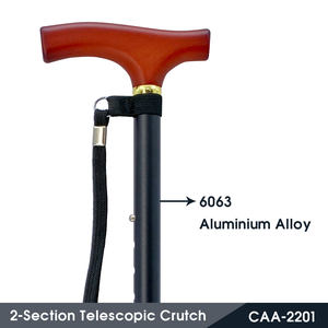 Elegante bastón de aluminio negro para personas mayores con empuñadura de madera, altura ajustable, diseño ligero y capacidad de carga de 110kg - Product Image 2