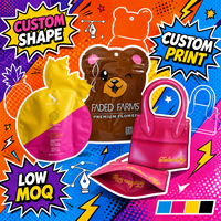 Pochette personnalisée avec logo, résistante aux enfants, en Mylar découpé, avec fermeture éclair, anti-odeur, refermable, forme irrégulière spéciale