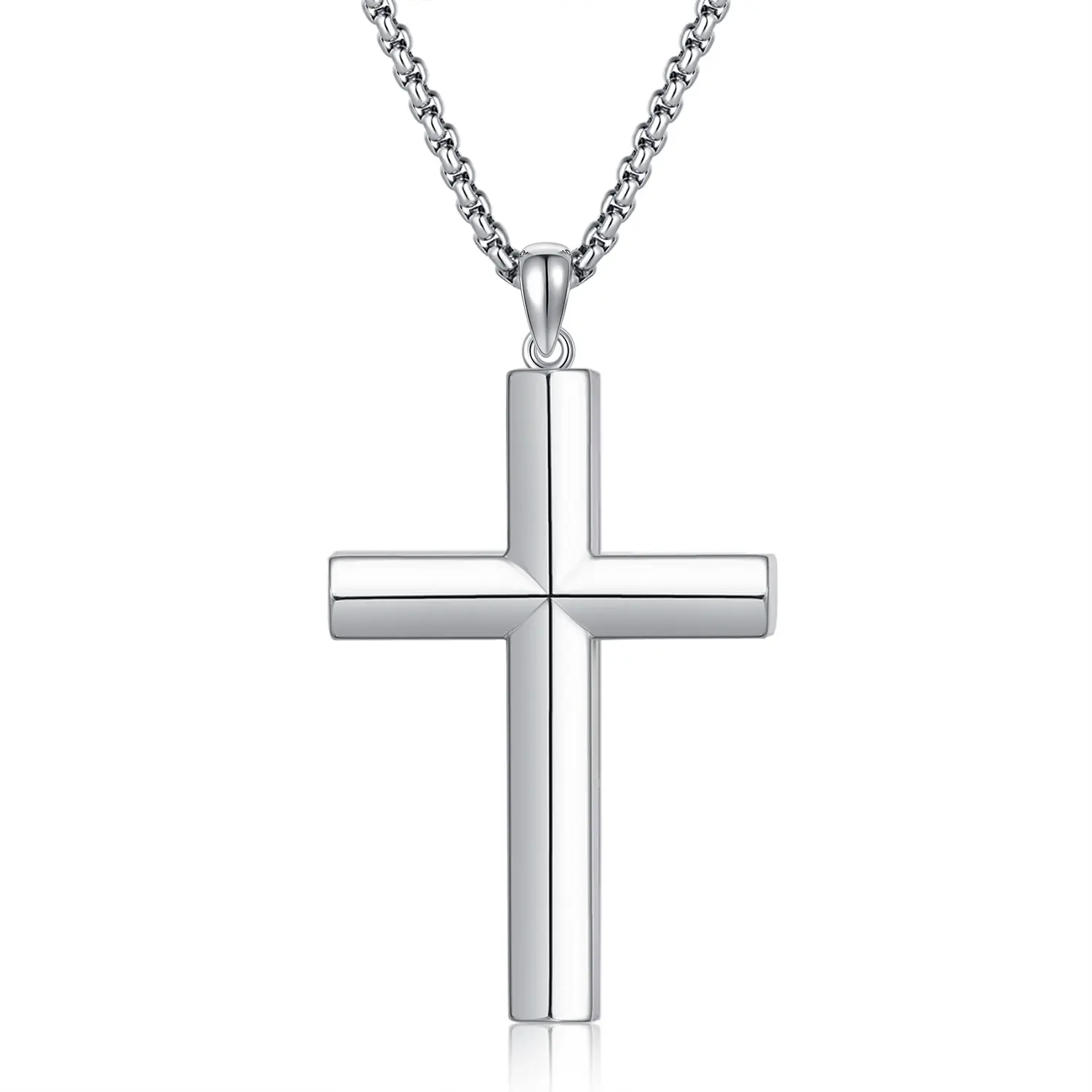 Wholesale Hot Selling Fashion Jewelry Gift 925 Sterling Silver Polished Pendant Cross Necklace