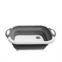 Planche à découper pliable, plateau de préparation alimentaire portable avec panier de drainage pour la cuisine et le camping