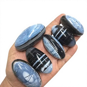 Natural Blue Opal Oval Palmstone Carved Gemstone <b>Crystal</b> <b>Figurine</b> Christmas Gift Home Decor Office Bulk Wholesale - Product Image 3