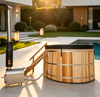 Bain à remous extérieur en bois de cèdre chauffé au bois, baignoire en fût de cèdre, spa à bois pour 3-4 personnes - Offre Spéciale