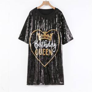 <span class=keywords><strong>Robe</strong></span> de fête <span class=keywords><strong>pour</strong></span> femme, <span class=keywords><strong>robe</strong></span> à sequins <span class=keywords><strong>pour</strong></span> <span class=keywords><strong>anniversaire</strong></span>, imprimé graphique de lettres, <span class=keywords><strong>robe</strong></span> à manches courtes - Product Image 4