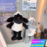 Porte-clés en peluche agneau personnalisé en gros, mignon et intelligent, poupée en peluche mouton de dessin animé, pendentif décoratif pour sac à dos, cadeau souvenir