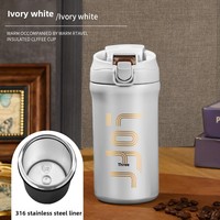 Tasse à café portable isotherme épaissie avec paille, compatible eau bouillante, sangle de transport – Design minimaliste de luxe pour hommes et femmes