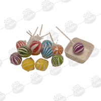 Groothandel Voetbal Lollipop Gestreepte Zoete Harde Snoepjes Kleurrijke Ronde Bal Fruit Smaak Plastic Pot Halal Bulk Lolly Snoep