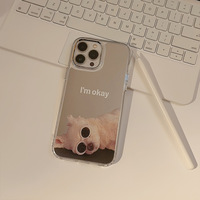 Argent caméra jante mignon chien Girly couverture arrière clair personnaliser impression maquillage miroir coque de téléphone pour iPhone 16 Pro Max 15 14 13 Pro