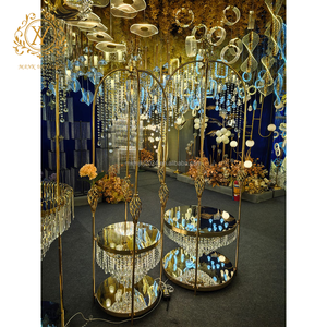 Clair Acrylique Cristal Perlé Rideau Grand Fleur Stand Or Métal <span class=keywords><strong>De</strong></span> Mariage Passerelle Route Guide Ornement pour Centres <span class=keywords><strong>De</strong></span> Fête - Product Image 2