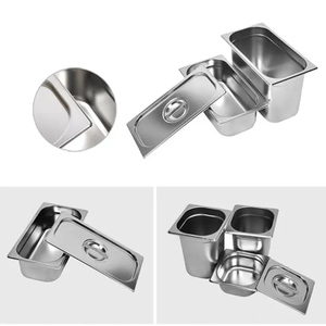 Promotion : Bacs de buffet <span class=keywords><strong>en</strong></span> acier inoxydable pour <span class=keywords><strong>cuisine</strong></span> et extérieur, fournitures de stockage, bacs GN, conteneurs alimentaires, plateaux de buffet, plaques chauffantes pour aliments - Product Image 4