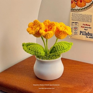 Flores Artificiales Tejidas a Mano en Maceta, Lirio de los Valles, Decoración para el Hogar, Regalo para el Día de la Madre, Ramo de Girasoles - Product Image 4