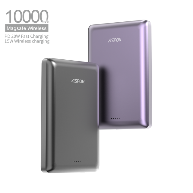 ASPOR A381 Magnetic Wireless Ultra-thin Power Bank 5000mAh/10000mAh, PD 20W, Portable Charger for Phones