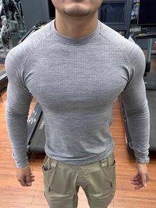 Camiseta Deportiva Americana Informal sin Costuras, de Jacquard, Manga Larga, Ajustada, Transpirable, de Secado Rápido y Alta Elasticidad para Hombre - Product Image 5