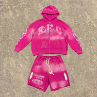Streetwear Ensemble sweat à capuche et short pour homme avec logo Dtg personnalisé Ensembles pour homme avec pierres lavées
