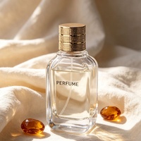 Flacon vaporisateur de parfum en verre transparent carré personnalisé de haute qualité, vide, 50 ml, 100 ml, avec boîte