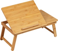 Escritorio Plegable de Bambú para Portátil, Ajustable, Bandeja Portátil para Computadora con Cajón, Bandeja para Servir Desayuno para Oficina en Casa