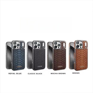 Fundas de Piel con Textura de Serpiente de Alta Calidad para iPhone 17 16 Pro Max Plus 15 14 13 12, Marco Metálico, Protección Antigolpes - Product Image 2