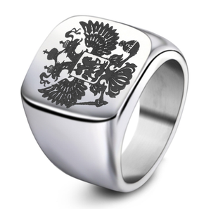 Russe emblème national titane mâle en acier anneau gravé aigle à Deux têtes logo bague <span class=keywords><strong>de</strong></span> phalange - Product Image 4