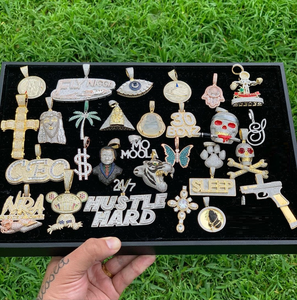 Mặt dây chuyền mạ vàng 18K đính đá zirconia lấp lánh phong cách Hip Hop, kiểu dáng mắt ác Hamsa, trái tim, nhiều mẫu mã khác nhau, dành cho CEO, GOAT, MONEY - Product Image 3