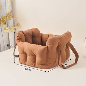 Siège de <span class=keywords><strong>voiture</strong></span> pour animaux de compagnie en lin de luxe en gros, housse amovible et lavable, siège surélevé portable pour chien et chat, sac de sécurité pour les voyages en plein air - Product Image 3