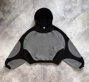 Yingling <b>Mens</b> Custom 700gsm <b>Hoodie</b> Puff Print Cropped <b>Hoodie</b> <b>Thick</b> Polyester Cotton Pullover <b>Hoodie</b> With Open Bottom Pants - Product Image 5