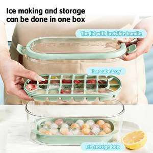 Molde para Cubitos de Hielo Fácil de Desmoldar con Contenedor y Pala para Hielo, Apilable, Transparente y Verde, para Bebidas, Café, Vino, Jugo - Product Image 5