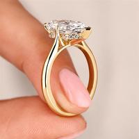 Bague de fiançailles en or jaune massif 10K/14K/18K avec diamant de laboratoire taille hexagonale 0,5-3 carats, halo caché style cathédrale, certifiée IGI