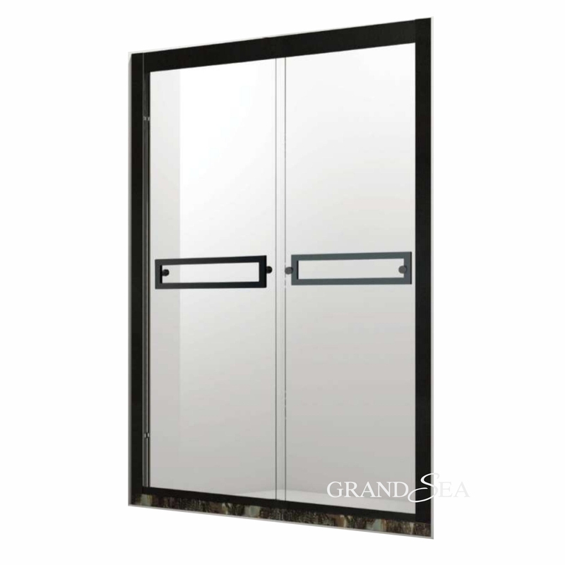 Modern Black Aluminum Frame Pivot Shower