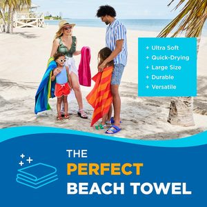 Toallas de Playa 100% Algodón Absorbentes de Secado Rápido, Suaves y Extra Grandes, con Rayas de Velour, al por Mayor - Product Image 2