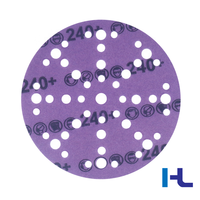 Disque abrasif de ponçage et de polissage OEM étanche en céramique violette de 5, 6 pouces (125 mm, 150 mm) avec film, à fixation auto-agrippante (PSA)