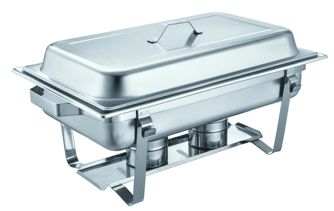 Buphex Chafer SS201 Catering Equipment 433-3 Economy Chafing 7.5L avec GN1/3x3 Chauffe-plats pour buffet, fête, chauffe-plats