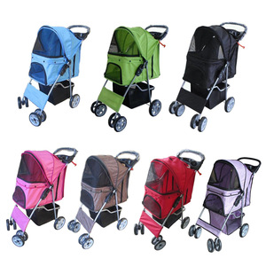 <span class=keywords><strong>Poussette</strong></span> pliable légère pour animaux de compagnie, chiens et chats, chariot à 4 roues portable avec panier de rangement et porte-gobelet pour équipement de plein air - Product Image 2