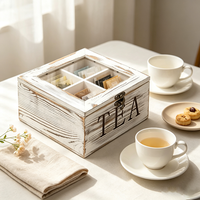 Boîte de rangement et distributeur de sachets de thé en bois durable pour bureau à domicile, compartiments, cadeau, restaurant