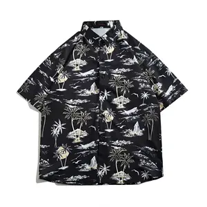 Camicie con Design personalizzato hawaiane per le vacanze estive stampate con Top Patchwork camicie Casual a maniche corte abbottonate da spiaggia
