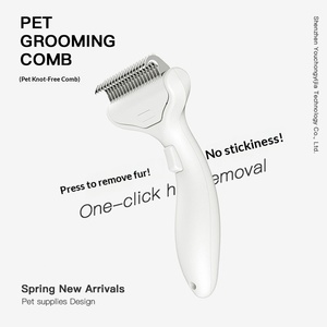Brosse de toilettage pour chats en ABS, élimine les poils lâches, brosse professionnelle pour éliminer les poils, élimination des peluches en un clic - Product Image 4