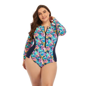 Venta al por mayor de impresión de una pieza Bikini de las mujeres de gran tamaño Sexy ahueca hacia fuera el bikini traje de baño de manga larga de talla <span class=keywords><strong>grande</strong></span> Sufing traje de baño - Product Image 5
