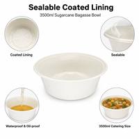 Contenant Rond en Pulpe de Bagasse de Canne à Sucre de 3500 ml avec Revêtement Scellable pour la Restauration en Gros