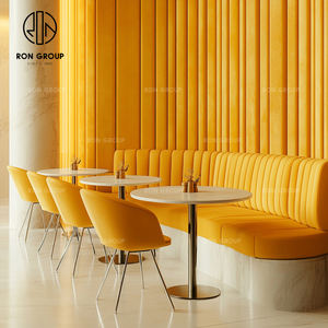 Juego de mesa y silla de restaurante curvada redonda de terciopelo de piedra sinterizada moderna, cabina de sofá, cabina de muebles para cafetería - Product Image 1