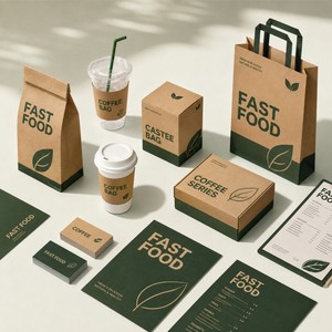 Ensemble d'emballages alimentaires biodégradables écologiques personnalisés, sacs en papier kraft et boîtes à salade pour la <span class=keywords><strong>livraison</strong></span> de repas verts dans les restaurants - Product Image 3