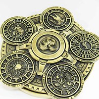 Dés polyédriques rotatifs 7 en 1 en alliage de zinc bronze antique, gravés en relief, écologiques, pour DND RPG Tabletop