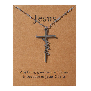 Sencillo Regalo Cristiano, Collar con Colgante de Cruz de Jesús Bendecido, de Acero Inoxidable Plateado Antideslustre, Joyería para Mujer - Product Image 2