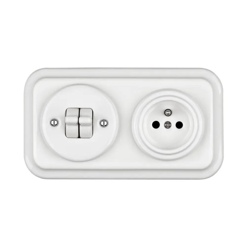 New EU standard ceramic retro toggle switch and French socket porcelain vintage electrical switch and socket