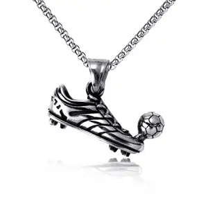 2024 Punk Jewelry Street Personality Stainless Steel Necklace Fashion Fan Sneakers Kicks Soccer Necklace Gifts for Women Men
