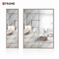 Porte de douche coulissante moderne en verre dépoli effet vague d'eau, cadre étroit en aluminium, opaque, style français, pour chambre, salle de bain, salle humide
