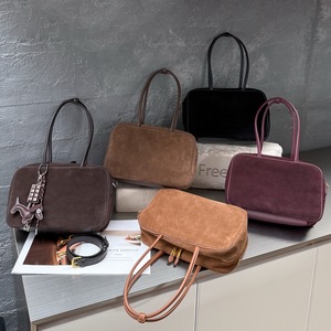 레트로 스웨이드 소가죽 핸드백 여성용 대용량 여성용 가방 캐주얼 패션 젖빛 정품 가죽 여성용 숄더 백 - Product Image 2