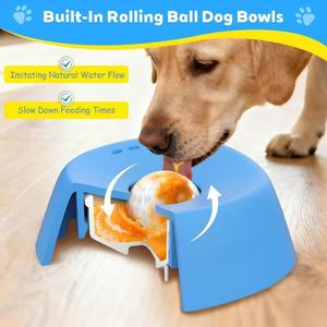 Venta al por mayor OEM: Cuencos de alimentación lenta para perros con bola rodante para golosinas líquidas, cuenco de entrenamiento, cuenco antiderrame y anti-lamido para todas las razas. - Product Image 5