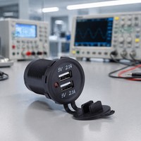 4.2A dudukan Panel USB ganda 12V 5V 1A 2.1A tahan cuaca power soket laut listrik ganda kembar USB pengisi daya mobil untuk ponsel