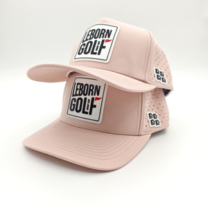 Casquette de golf créative à 5 panneaux, imperméable, avec logo en silicone personnalisé, faible MOQ, OEM, patch en caoutchouc 3D perforé au laser, marque personnalisée - Product Image 2