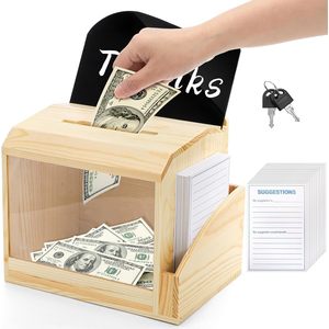 Wooden <b>Suggestion</b> <b>Box</b> With Acrylic Panel Lockable Storage <b>Box</b> For Donations And <b>Suggestions</b> - Product Image 5